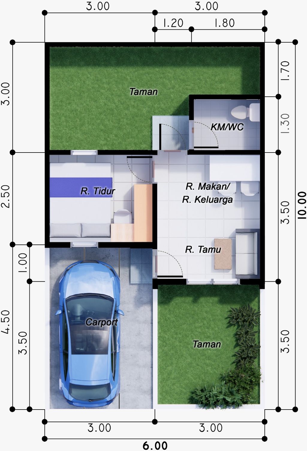foto denah rumah tipe Subsidi perumahan Amora Bangun Setia