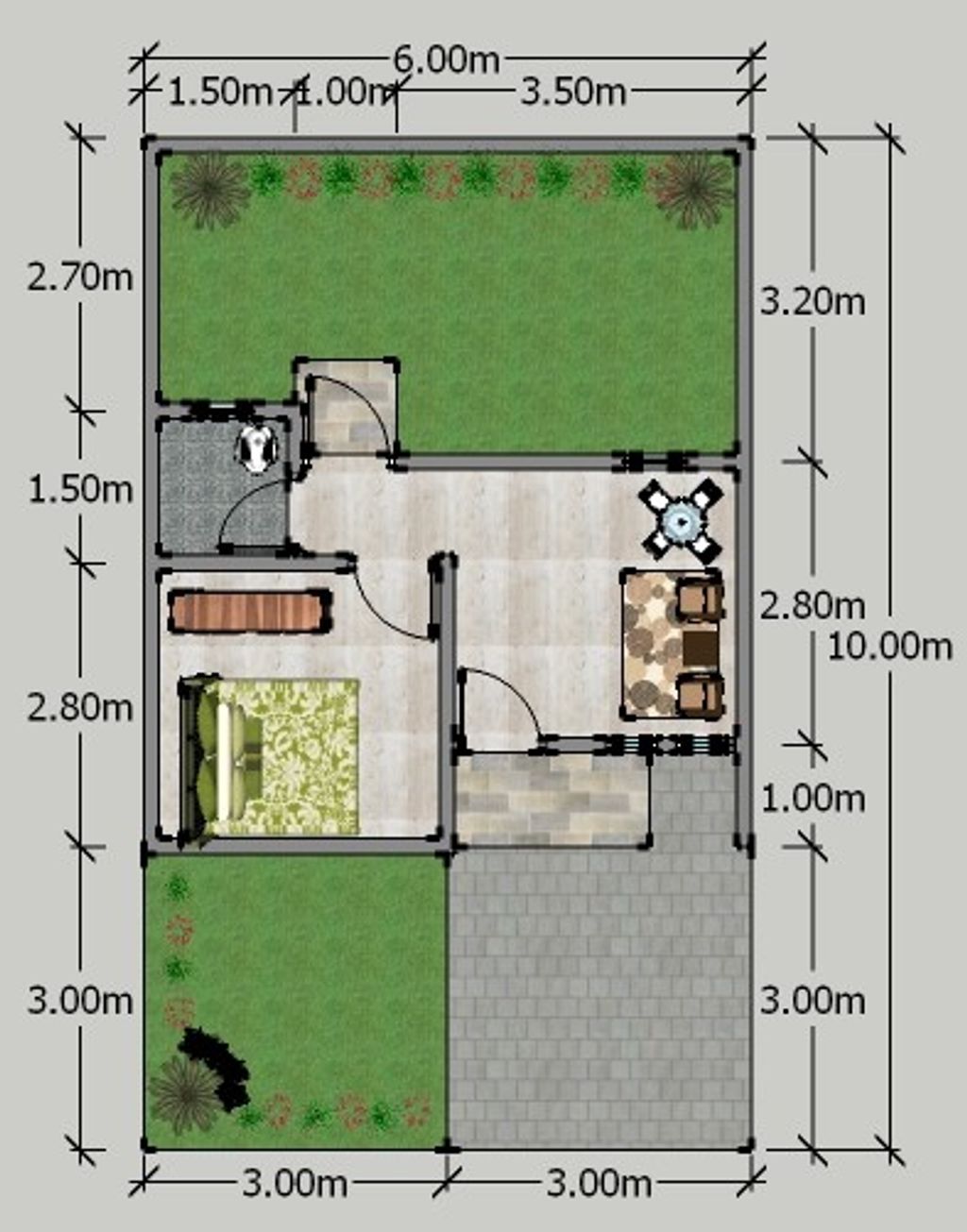 foto denah rumah tipe E24-25 T.22 6x10 perumahan Rancaekek Permai 2