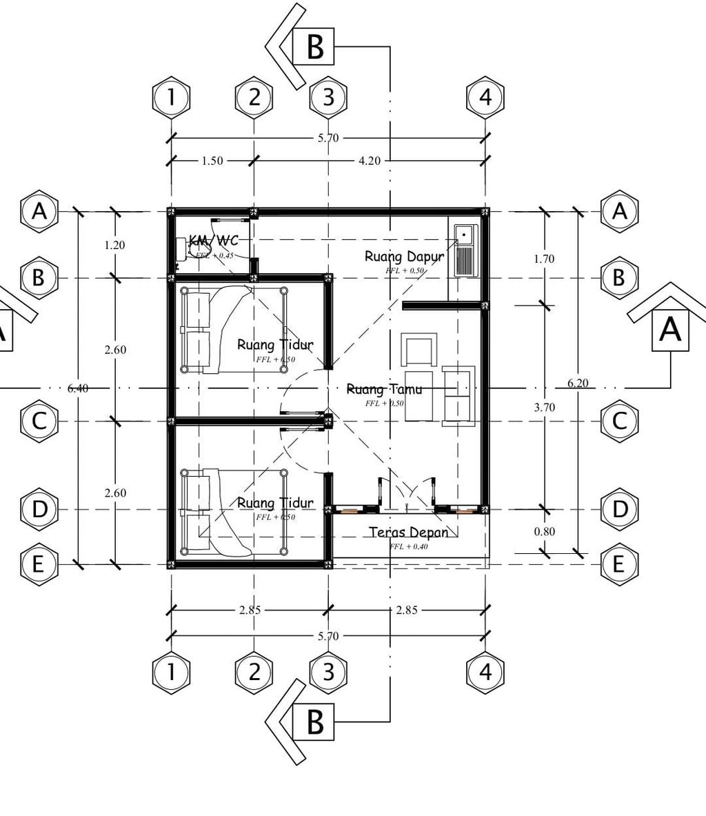 foto denah rumah tipe 36 subsidi perumahan PERUM PURNAMA SRI AMERTA V