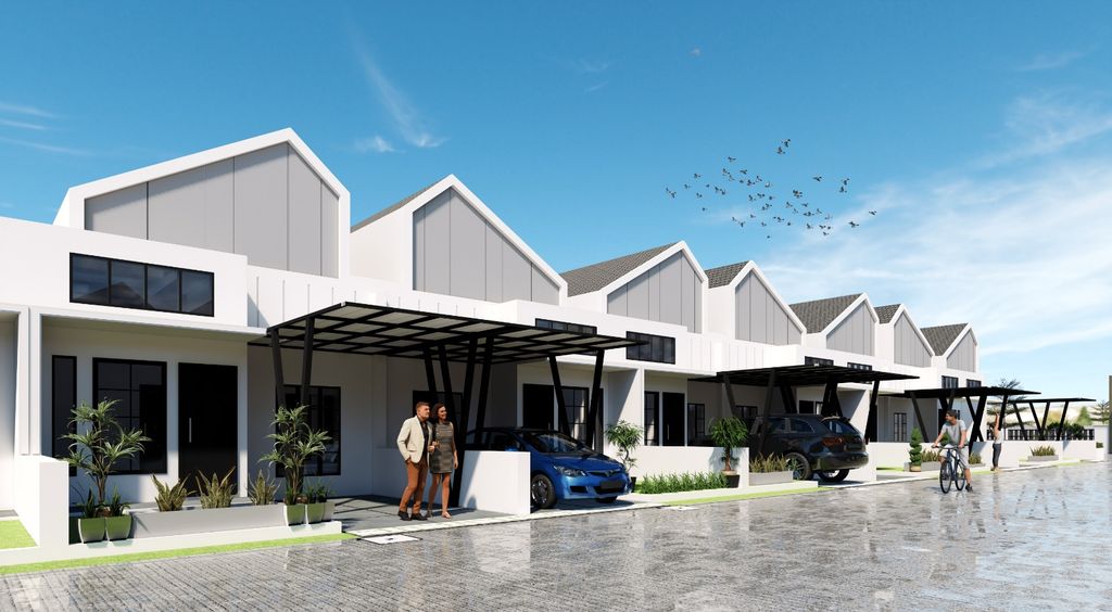 foto tampak rumah tipe PREMIER 55 perumahan GRAND MUTIARA REGENCY