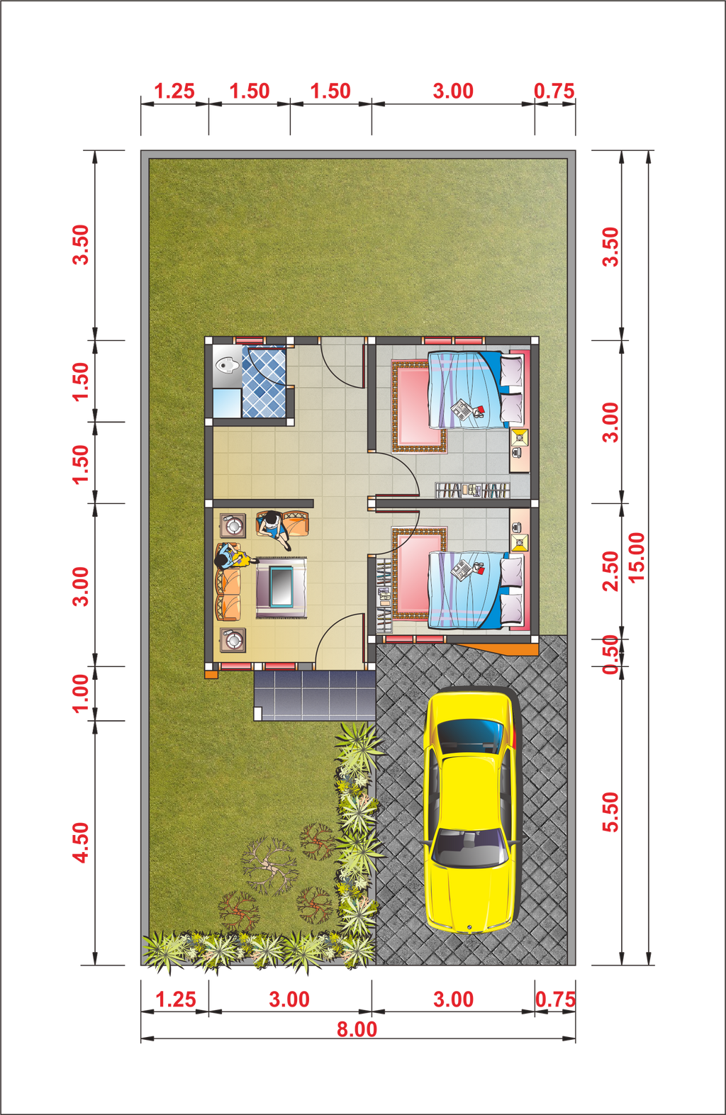 foto denah rumah tipe 36 Subsidi 2024 perumahan Harmoni Palm View 02