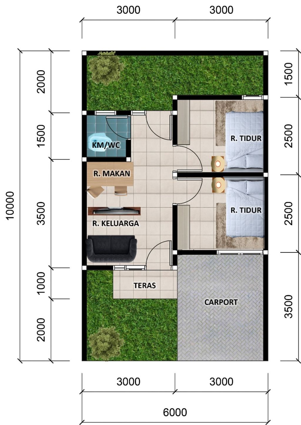 foto denah rumah tipe 30/60 perumahan Grand Madani Residence 2