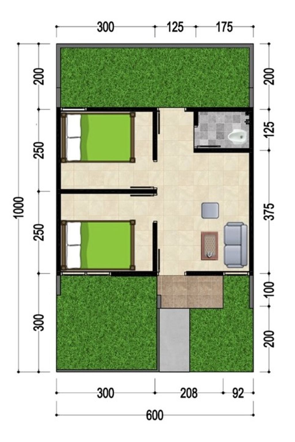 foto denah rumah tipe T32/60 2024 (subsidi) perumahan PURI KHASANAH
