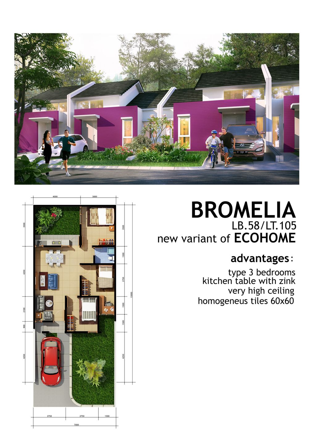 foto denah rumah tipe BROMELIA FS perumahan CITRA GRAND CITY PALEMBANG CLUSTER TROPICAL VALLEY SB