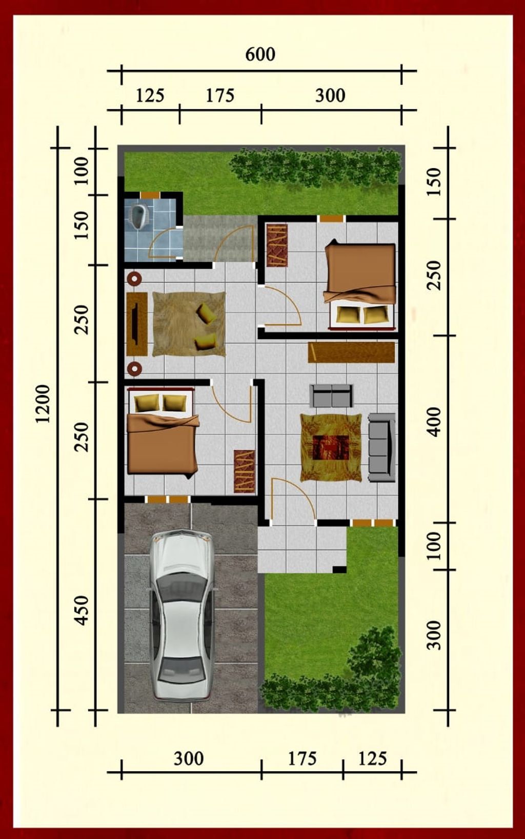 foto denah rumah tipe 36/72 (Subsidi) perumahan PESONA NATAR RESIDENCE TAHAP V