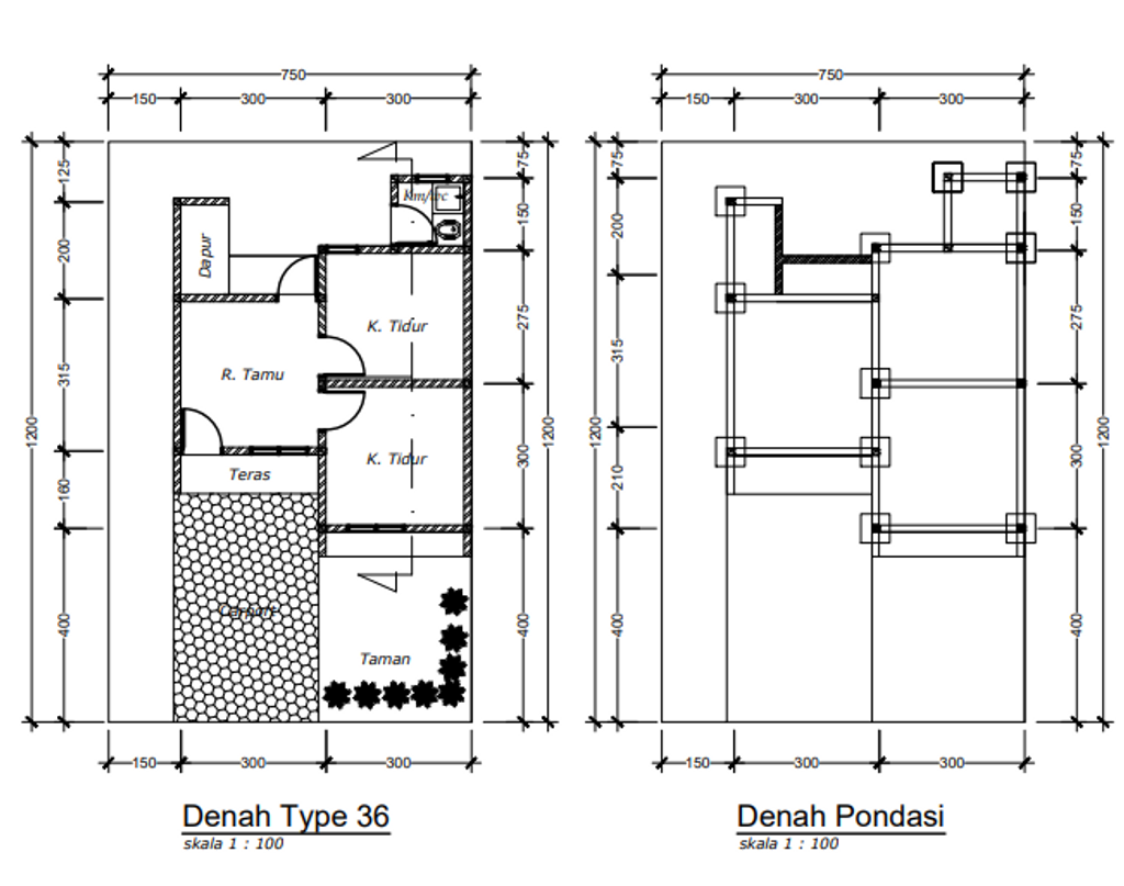 foto denah rumah tipe 36/90 ( PMK 60 Th 2023) perumahan RUMBAI RESIDENCE 4