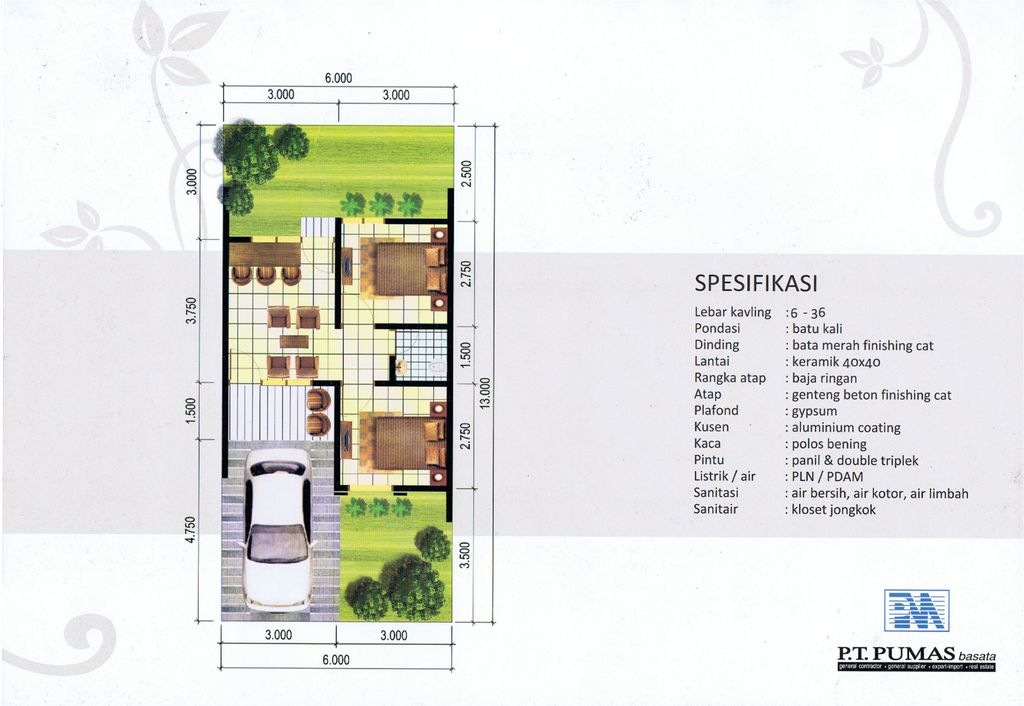 foto denah rumah tipe 36/78 perumahan Graha Timur Blok. 17