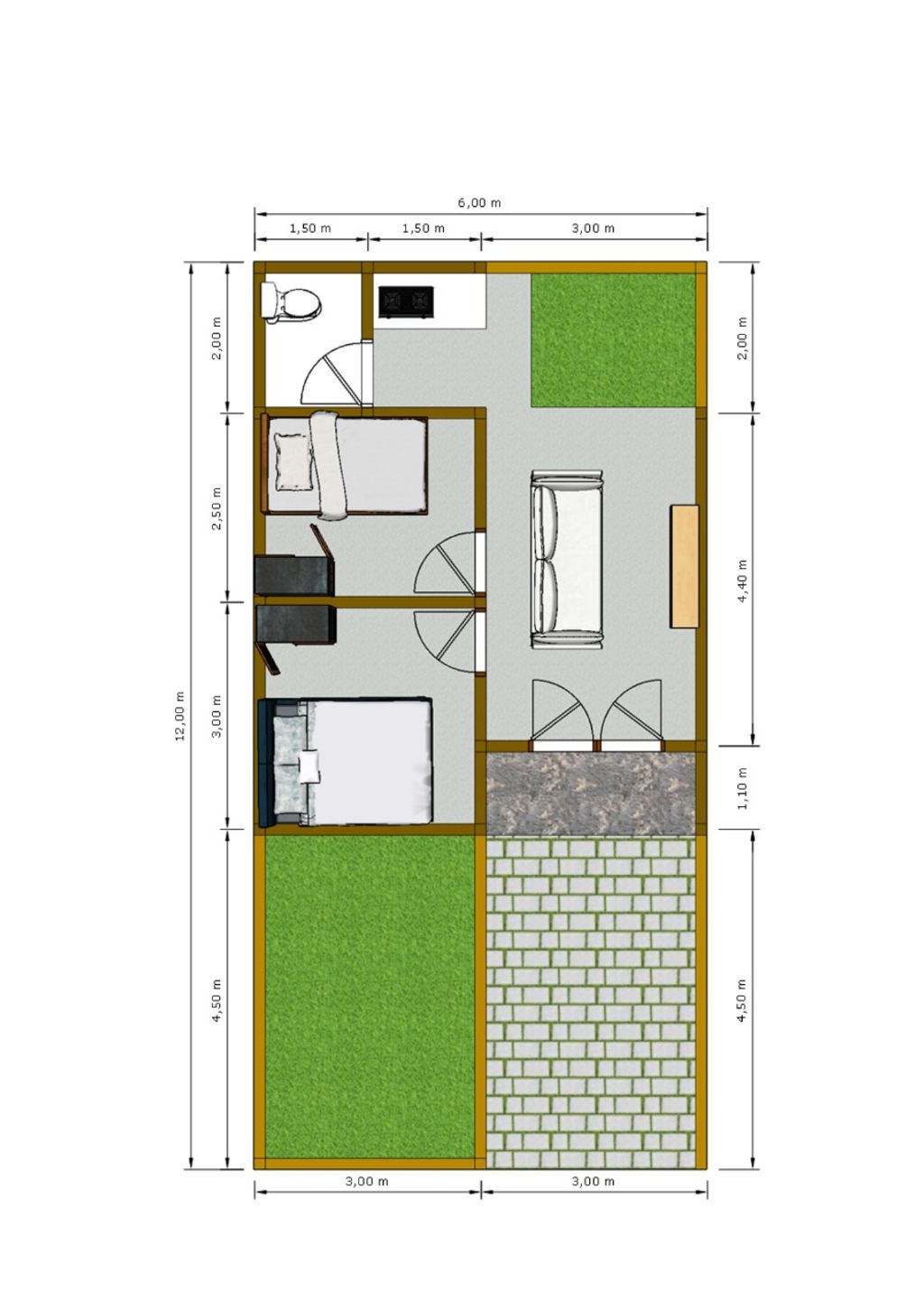 foto denah rumah tipe 36/72 perumahan Siliwangi Green Residence