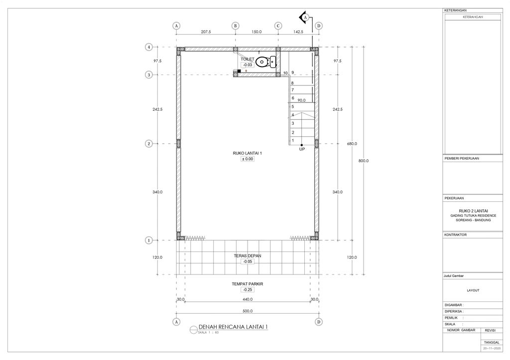 foto denah rumah tipe Ruko Kemala RK-8 perumahan GADING TUTUKA RESIDENCE KEMALA