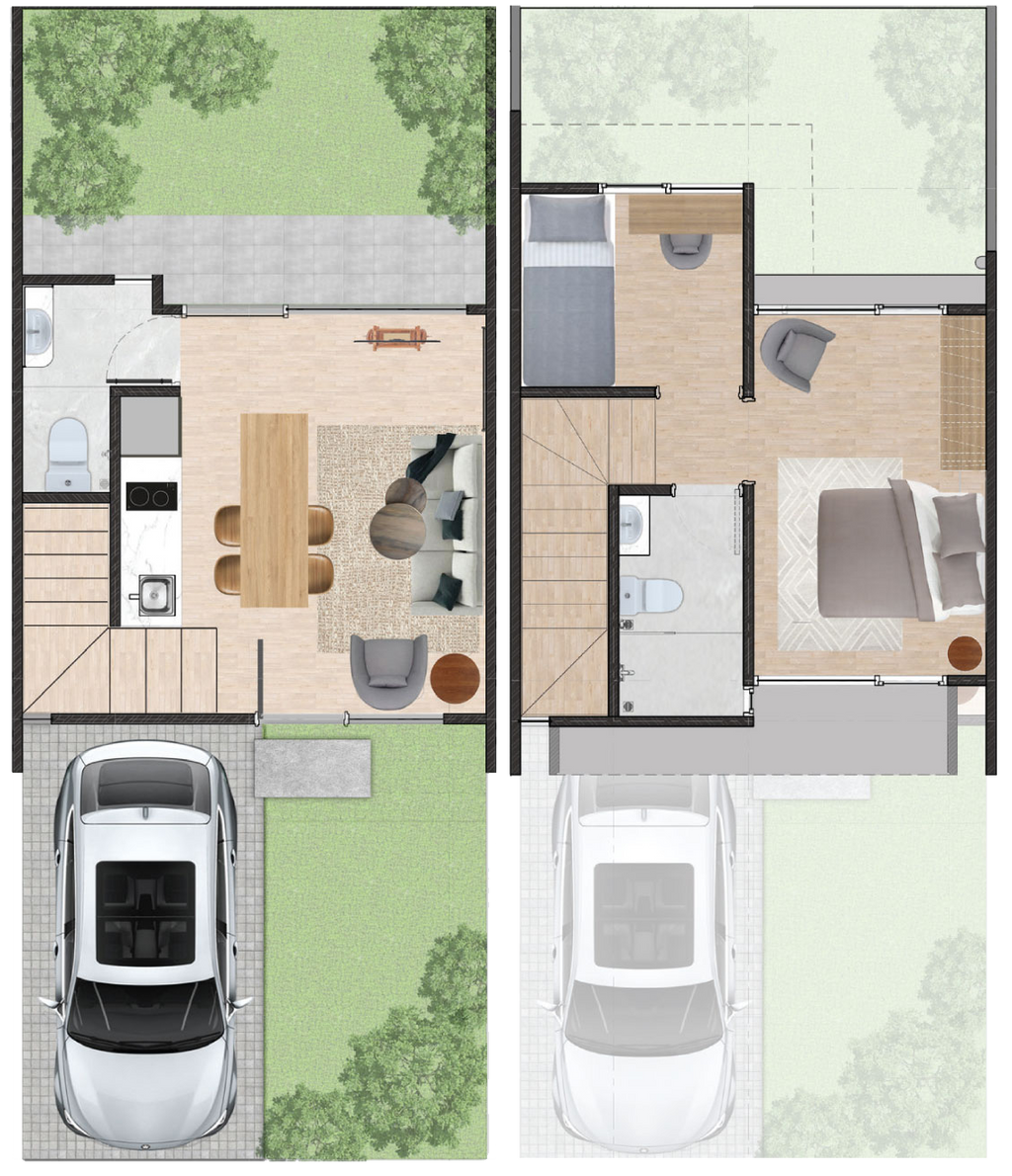 foto denah rumah tipe 1 (2 Lantai) Non Balcony RH5LN-031 perumahan Rolling Hills Makassar