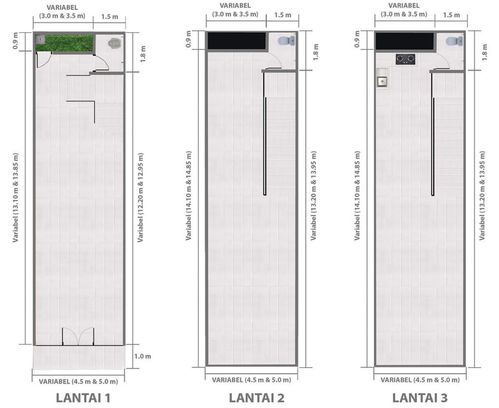 foto denah rumah tipe A 3 Lantai Hoek perumahan Berlian Commercial Estate