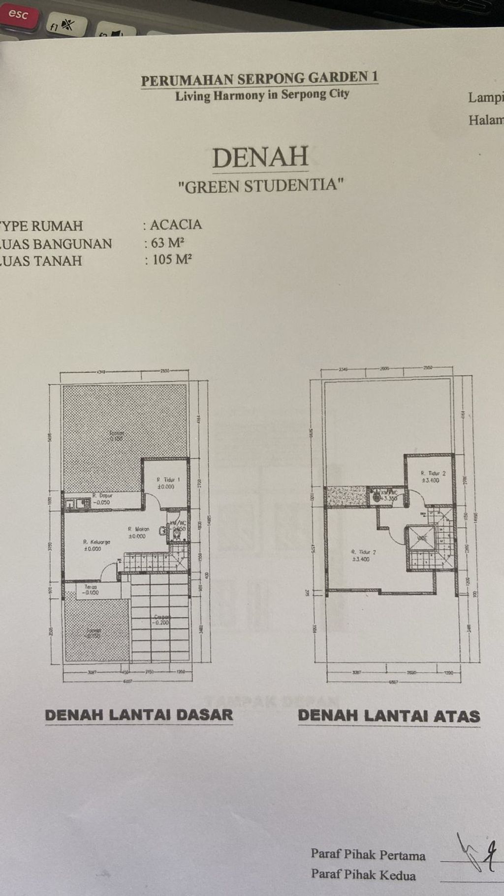foto denah rumah tipe ACACIA perumahan SERPONG GARDEN 1