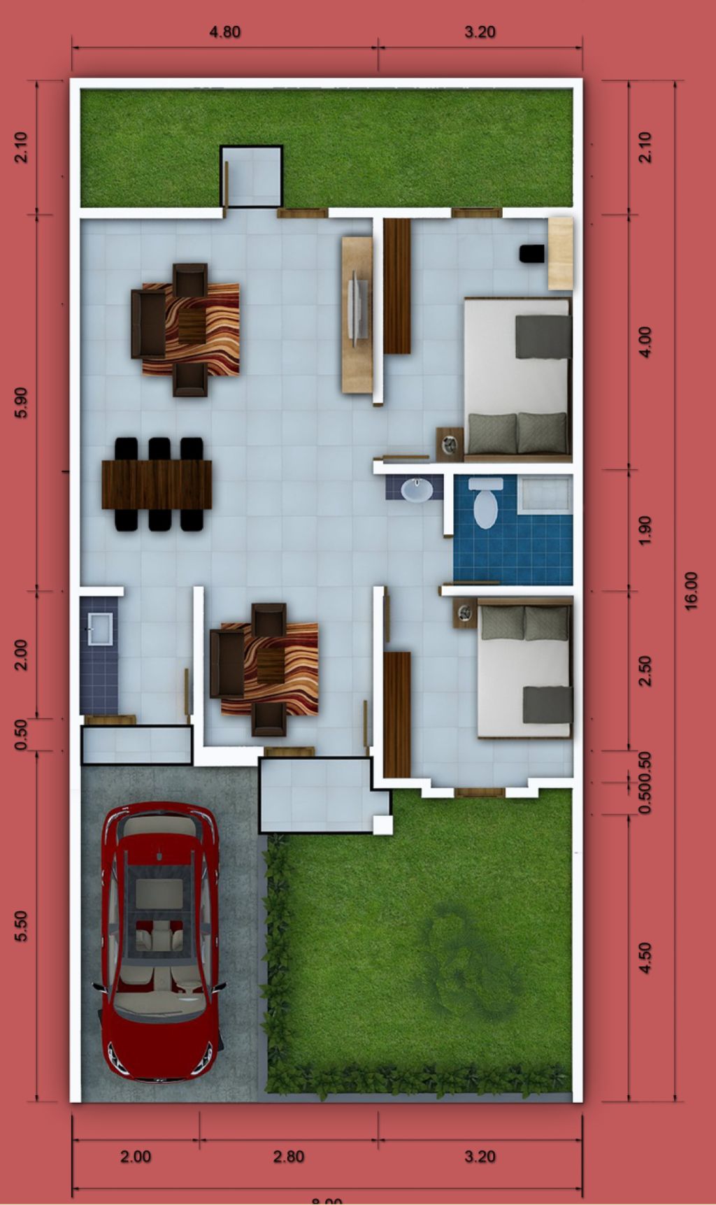 foto denah rumah tipe FERINA perumahan PRANA ESTATE
