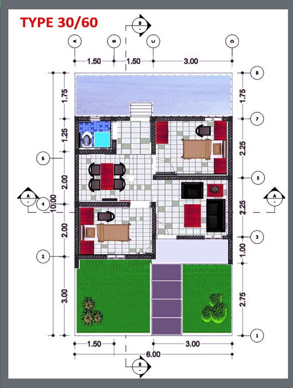 foto denah rumah tipe 3.6. perumahan GRAHA ALEEFA