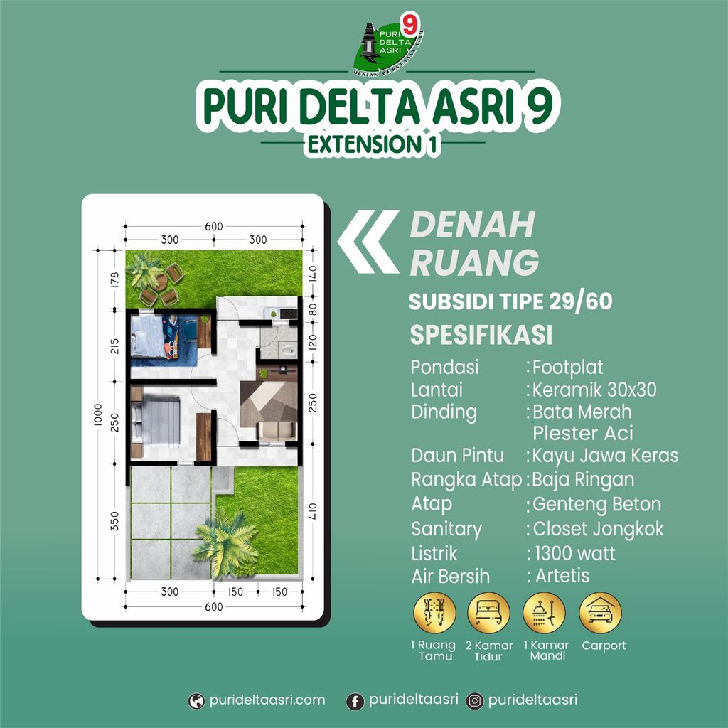 foto denah rumah tipe 29/60 perumahan PURI DELTA ASRI 9 EXTENTION