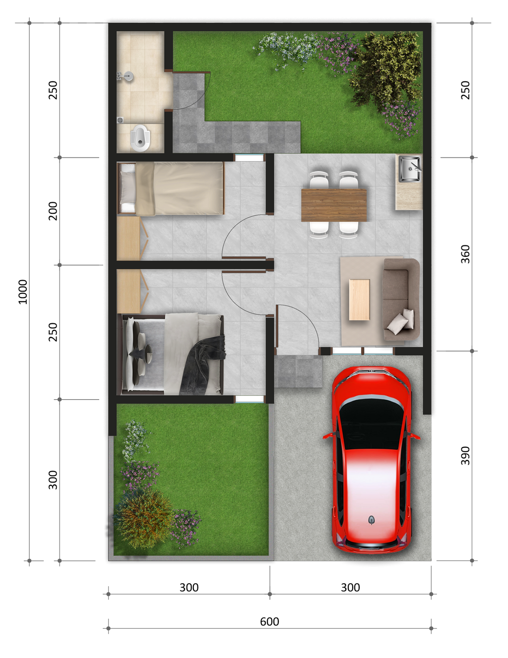 foto denah rumah tipe RUBY 28/60 185.000.000 perumahan GRAND HARMONI INDAH