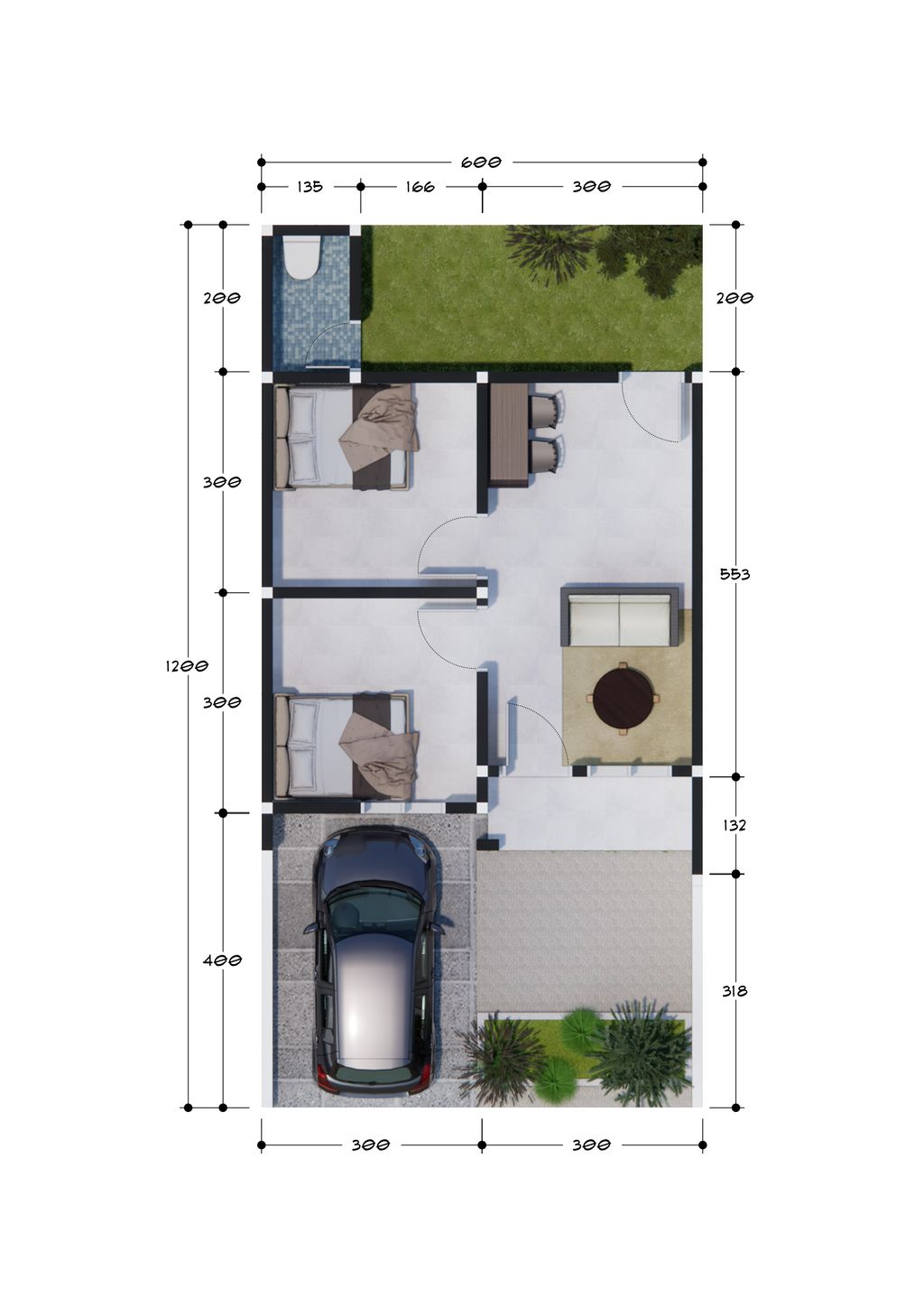foto denah rumah tipe 36/72 perumahan BUKIT PALAKKA RESIDENCE