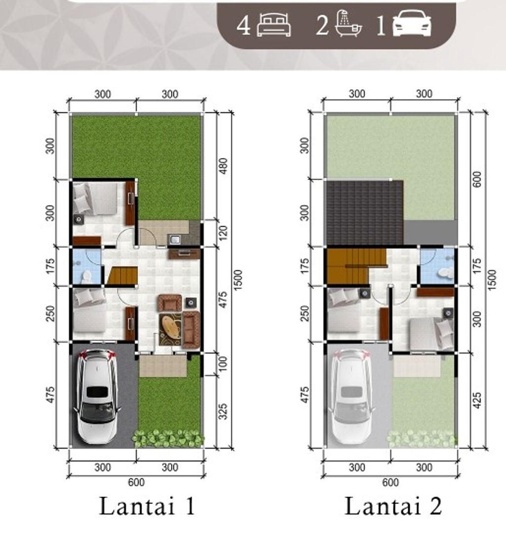 foto denah rumah tipe 65/90B perumahan ALANA REGENCY TAMBAK OSO