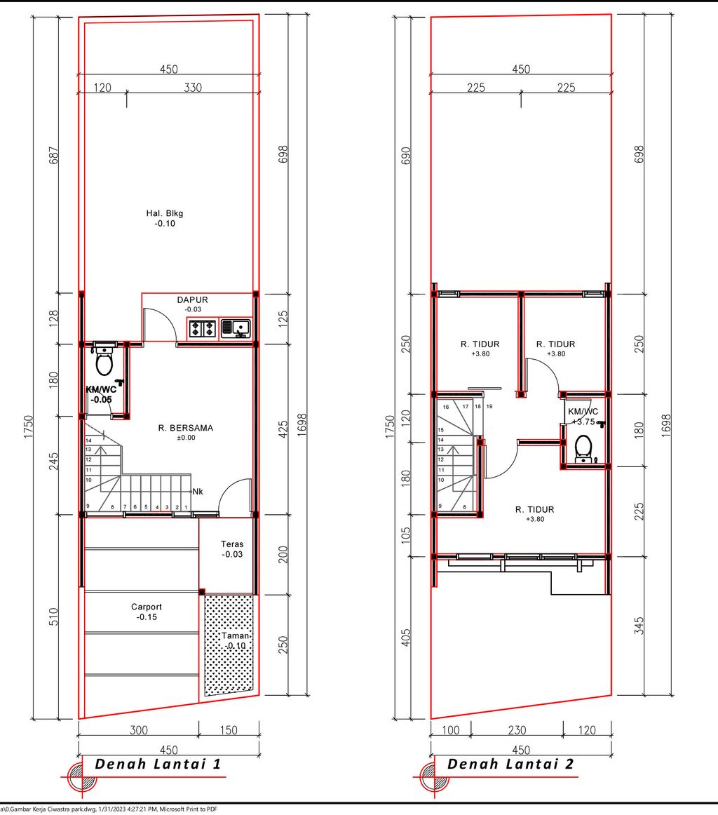 foto denah rumah tipe 52 Compact Maroko HC (627) perumahan G-Land Ciwastra Park