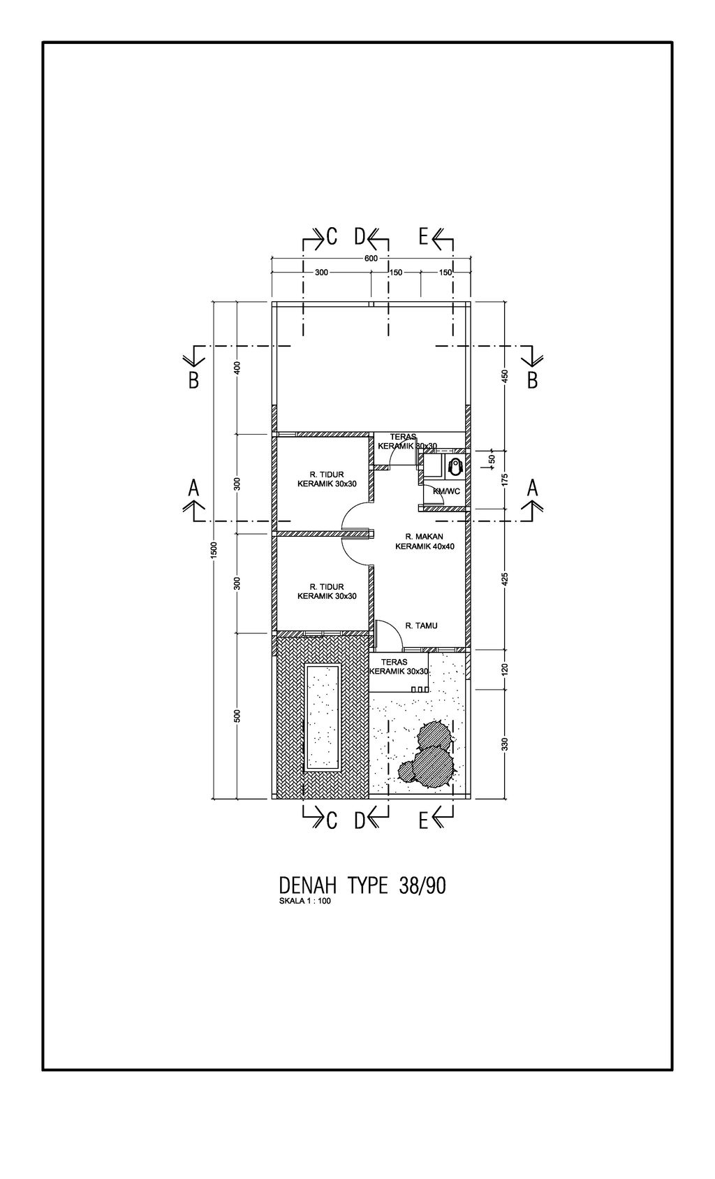foto denah rumah tipe 38 perumahan CITRA DIAMOND REGENCY