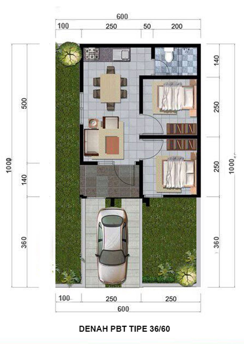 foto denah rumah tipe PBT T36/60 perumahan CIKEMBAR PERMAI