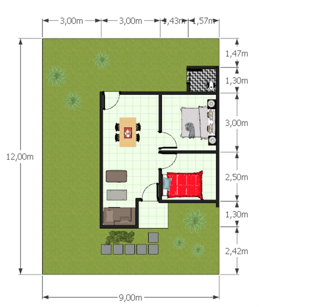 foto denah rumah tipe 36/108 perumahan Perumahan Istana Ako Permai