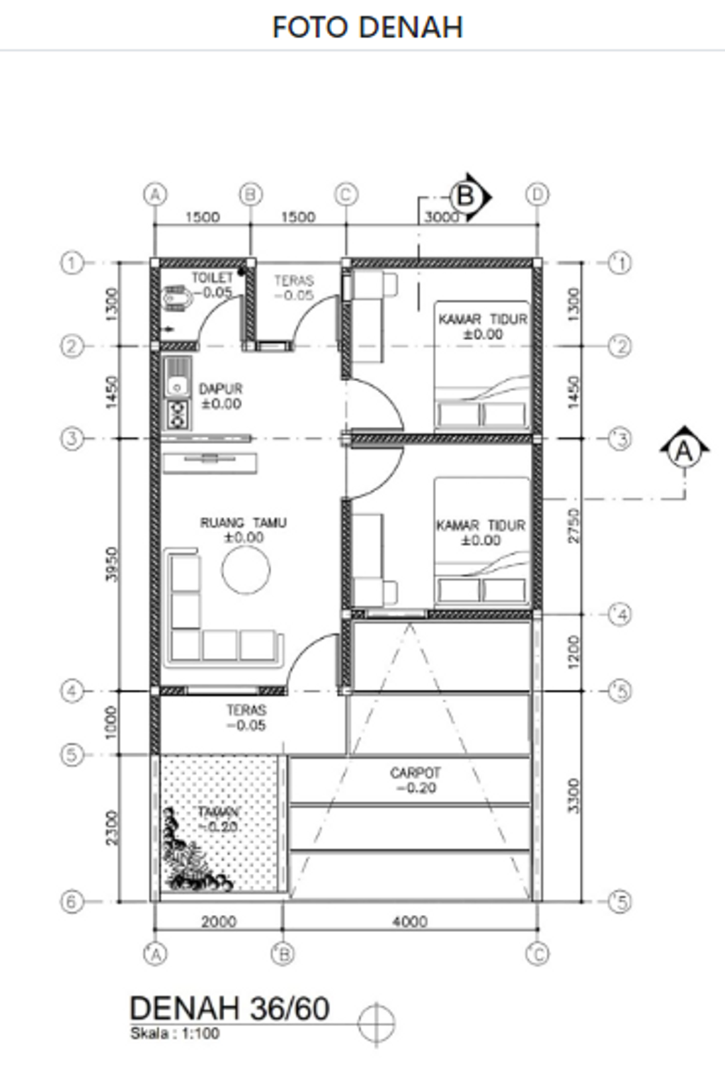 foto denah rumah tipe 36/60 perumahan BANYUMUKTI RESIDENCE 2