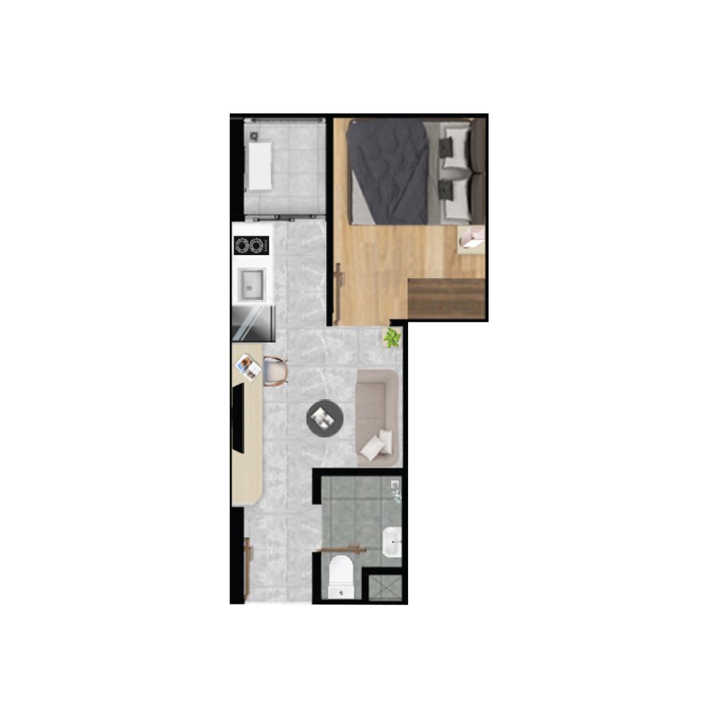foto denah rumah tipe 1BR-O perumahan Vittoria Residence