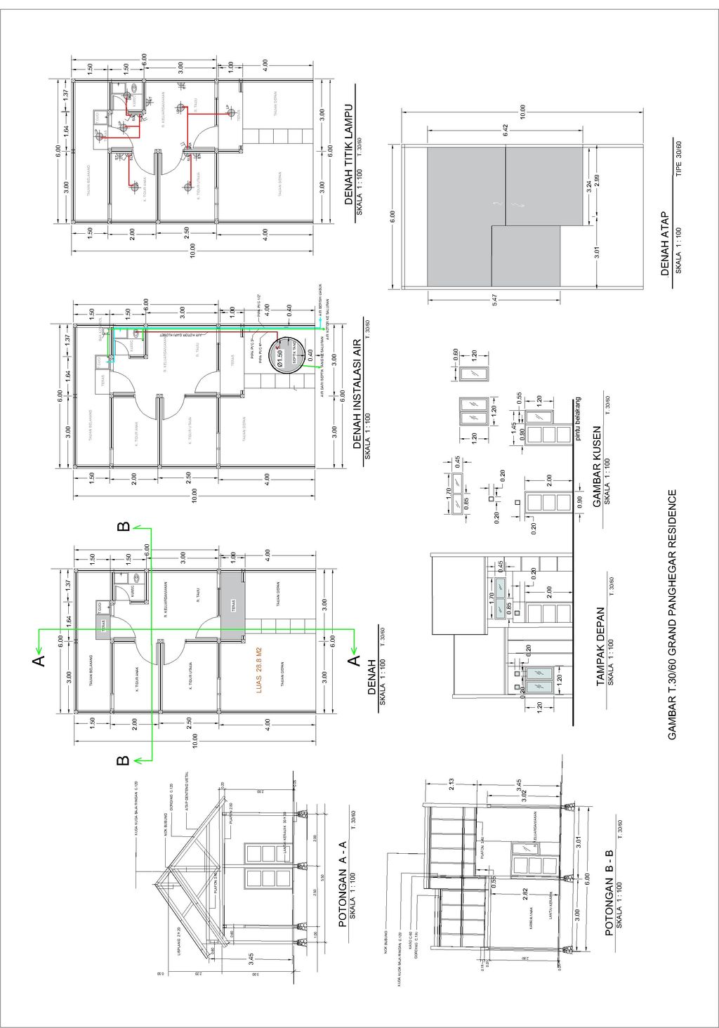 foto denah rumah tipe 30/60 166 perumahan GRAND PANGHEGAR RESIDENCE II