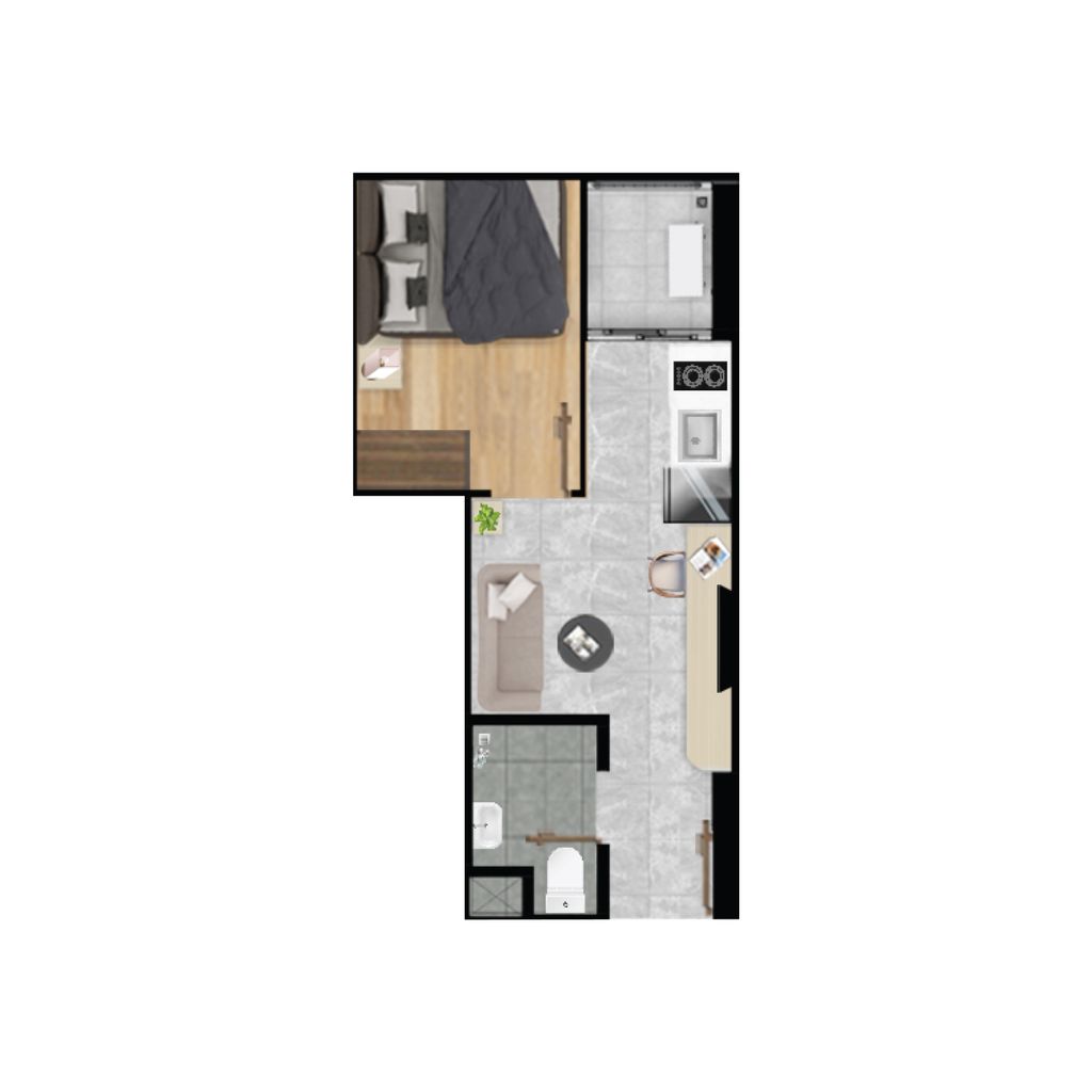foto denah rumah tipe 1BR-V perumahan Vittoria Residence