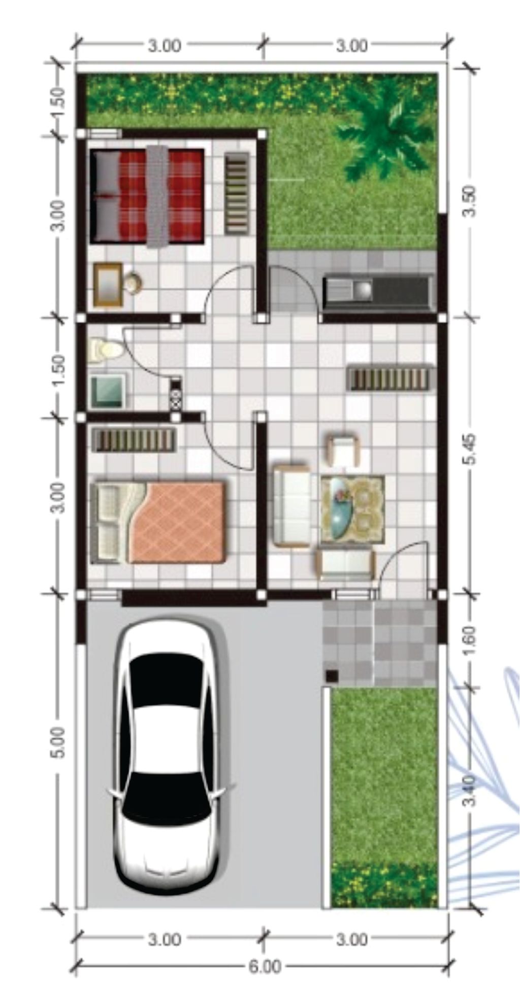 foto denah rumah tipe E2-01 ARIS perumahan GRAND PANORAMA 3