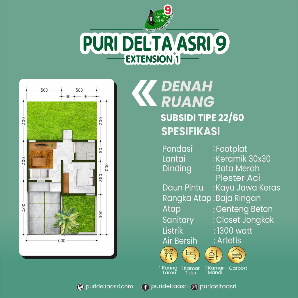 foto denah rumah tipe 22/60 perumahan PURI DELTA ASRI 9 EXTENTION