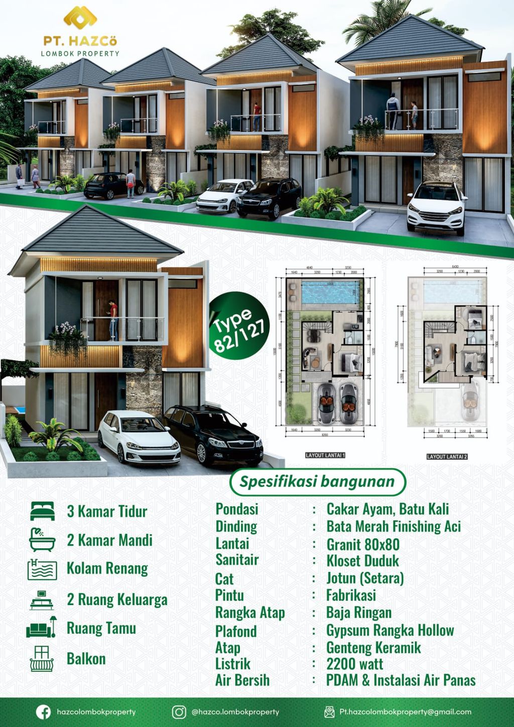 foto denah rumah tipe 82/127 perumahan GREEN EMERALD
