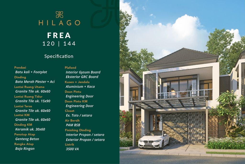 foto denah rumah tipe HILAGO FREA F3A perumahan BSB City Hilago