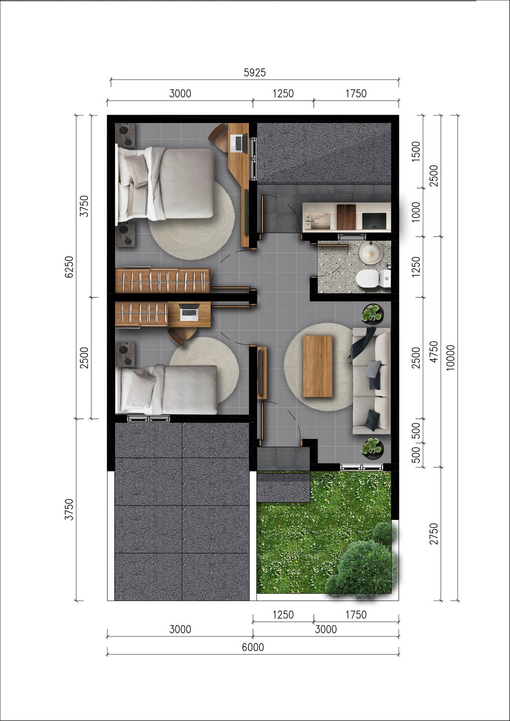 foto denah rumah tipe 36/60 perumahan GRAHA ALWITA RAHAYU