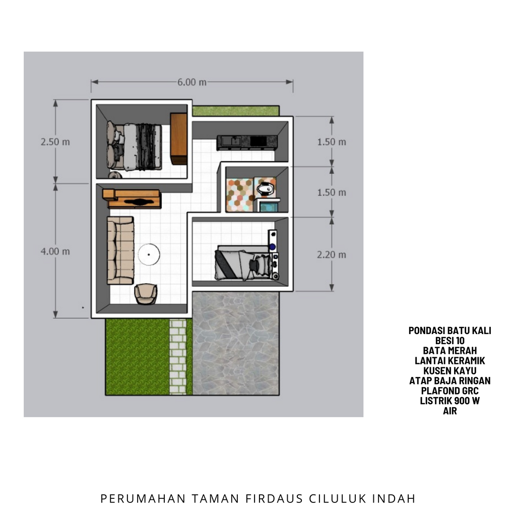 foto denah rumah tipe 30/60 perumahan Taman Firdaus Citatah Indah Tahap 2