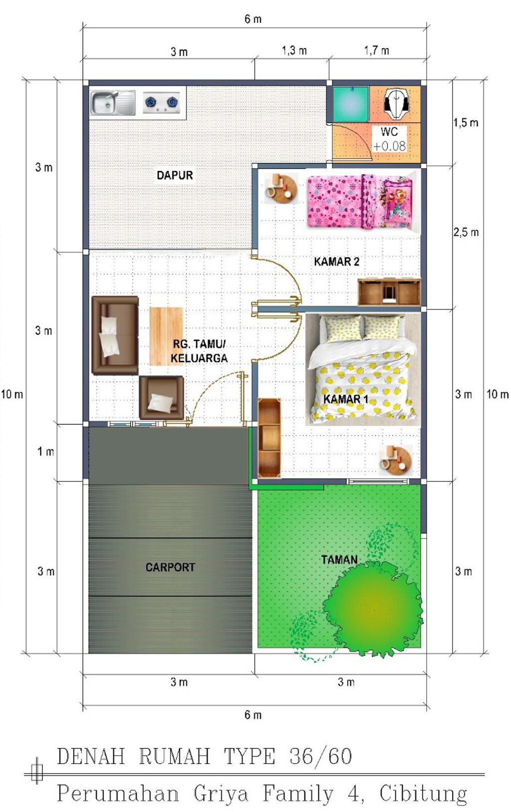 foto denah rumah tipe Topaz_2024 perumahan Griya Family 4 Cibitung Tahap 6