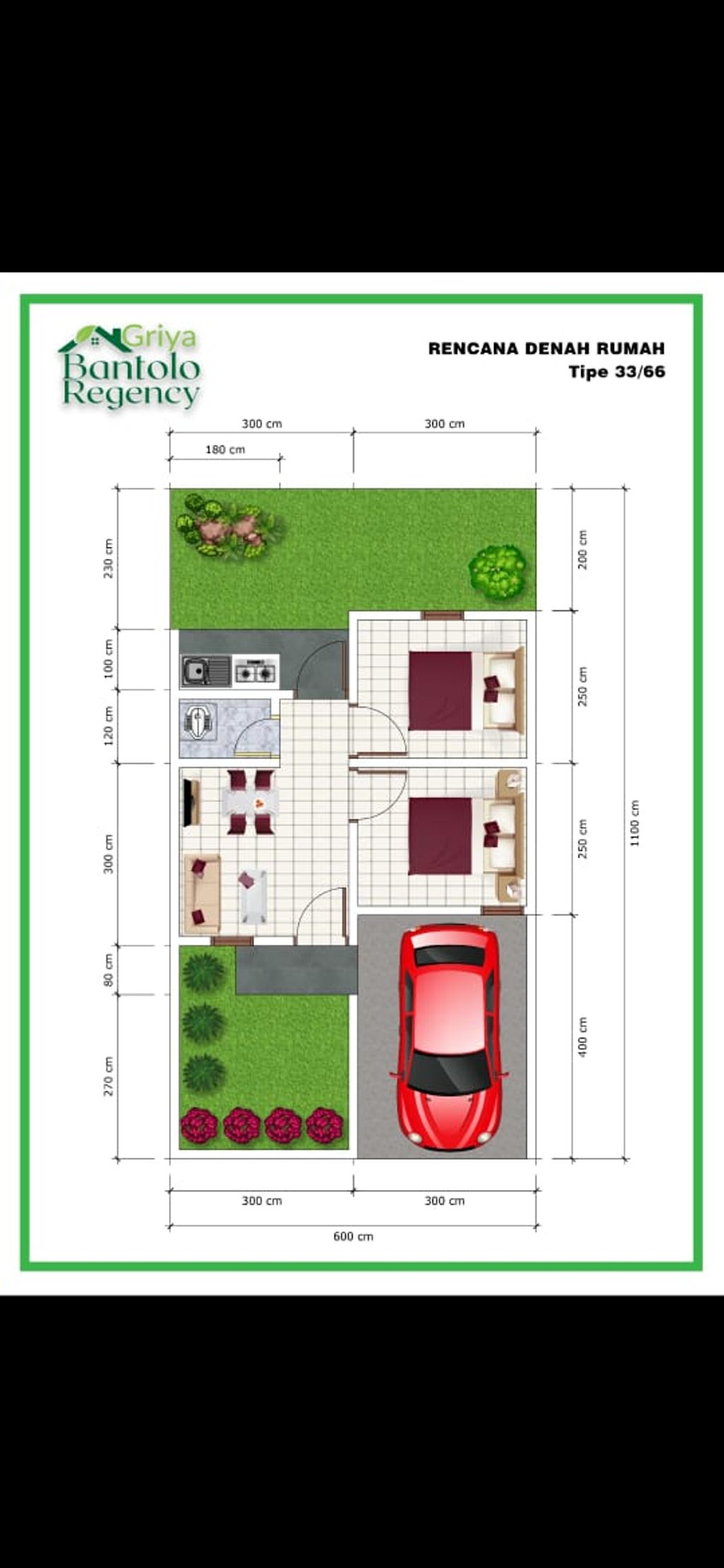 foto denah rumah tipe 33/66 subsidi 2024 perumahan GRIYA BANTOLO REGENCY