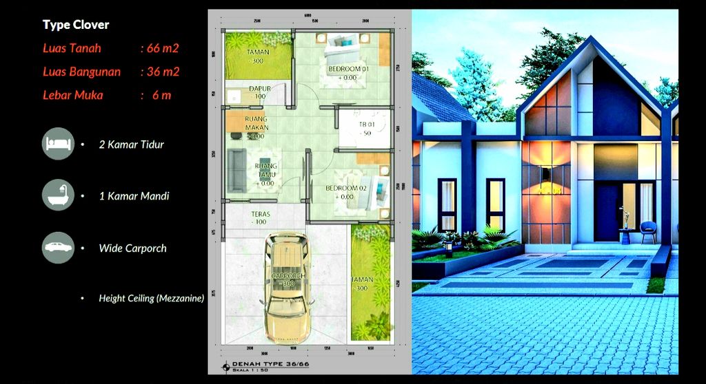 foto denah rumah tipe CLOVER perumahan GRAHA ROYAL REGENCY
