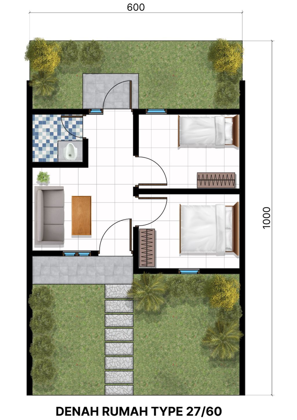 foto denah rumah tipe Bluebell 2024 perumahan Pondok Permata 2 Bekasi