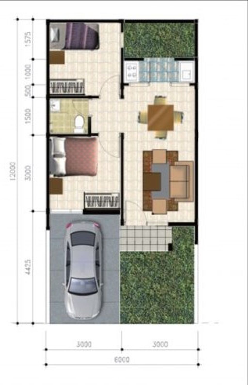 foto denah rumah tipe Lotus perumahan Alia Residence