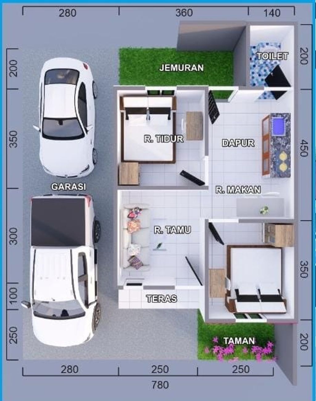 foto denah rumah tipe 36 - 2024 perumahan PERMATA INDAH 2 TAHAP 3