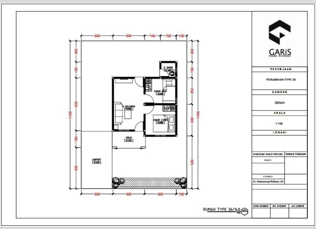 foto denah rumah tipe 36 perumahan MUTIARA BANGKAL PERMAI