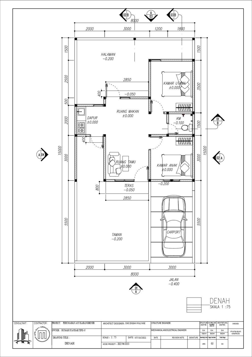 foto denah rumah tipe 45 perumahan Alam Sari Nirwana