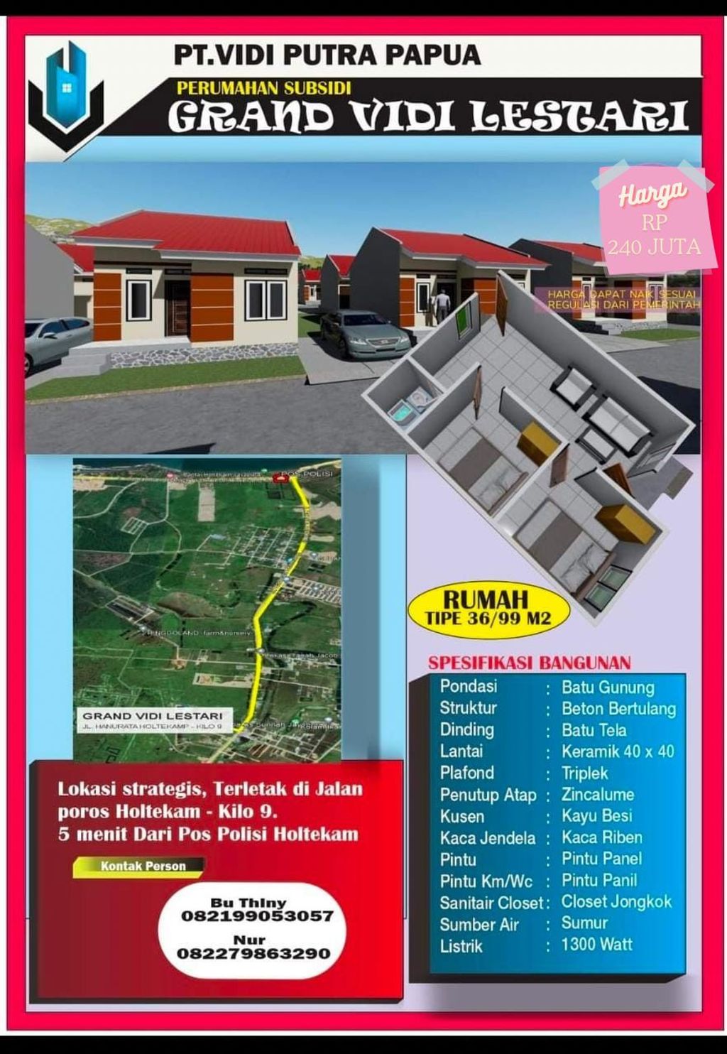 foto tampak rumah tipe 36 - 2024 perumahan GRAND VIDI LESTARI