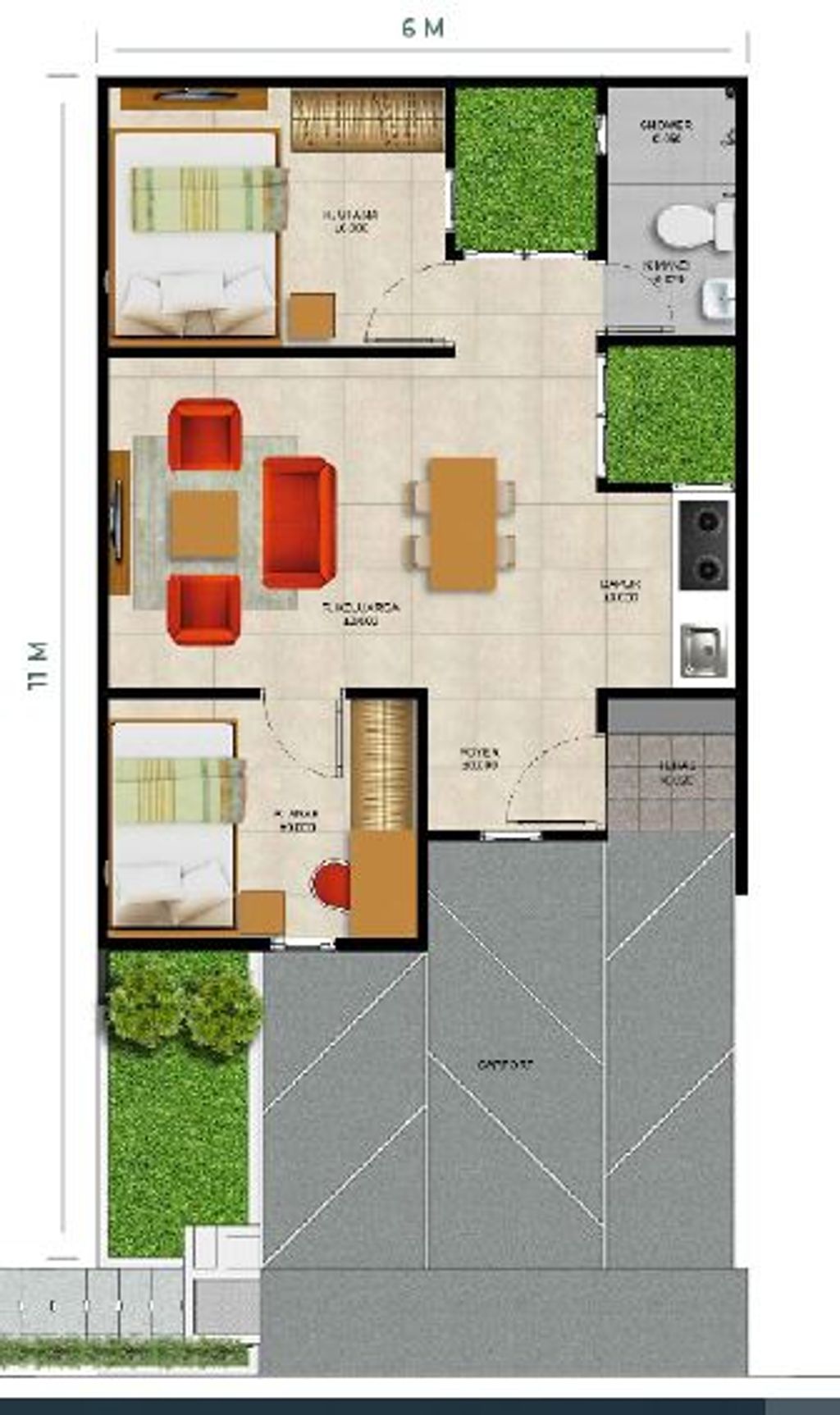 foto denah rumah tipe 41/97 perumahan KARTIKA RESIDENCE THN 2024