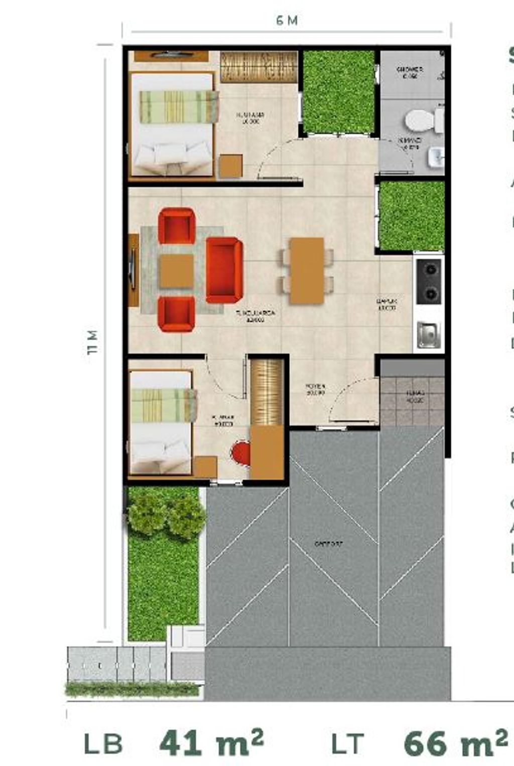 foto denah rumah tipe 41/66 perumahan KARTIKA RESIDENCE THN 2024