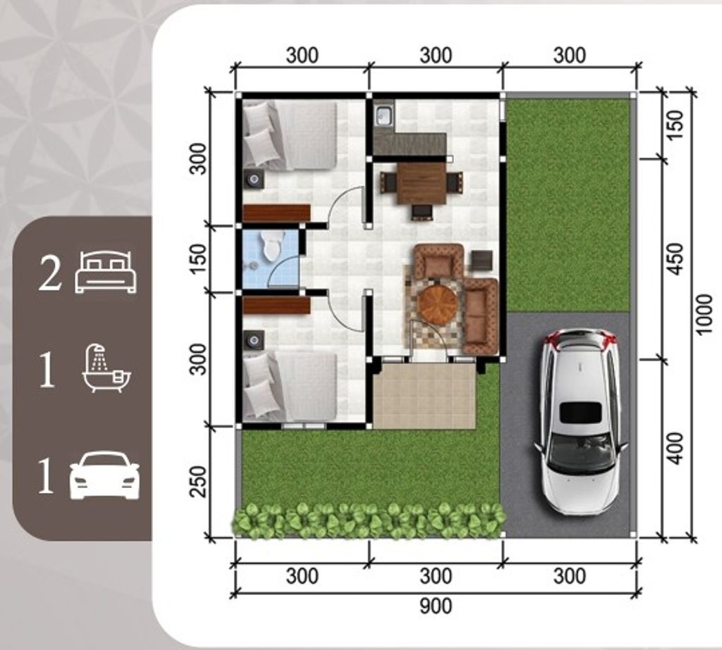 foto denah rumah tipe 42/90C perumahan ALANA REGENCY TAMBAK OSO