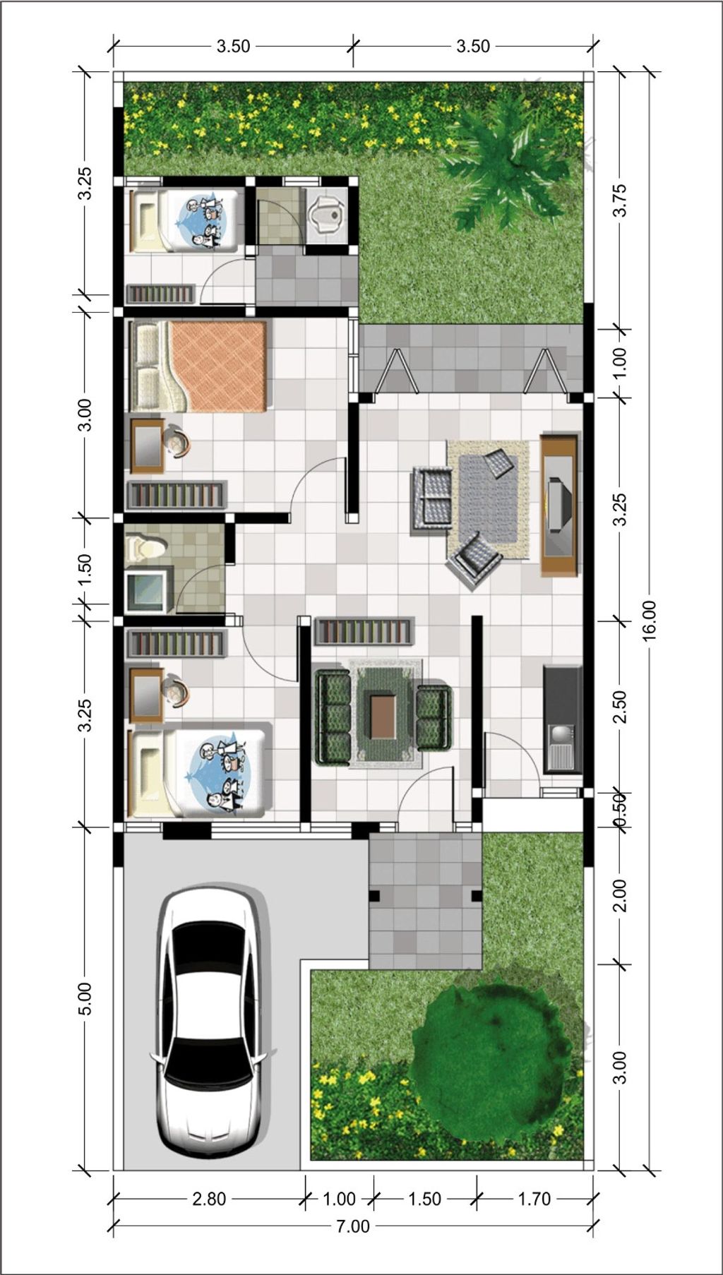 foto denah rumah tipe PREMIUM 58 perumahan Wisata Bukit Sentul