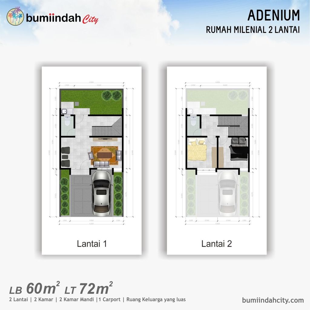 foto denah rumah tipe Adenium perumahan Bumi Indah Cluster Naura